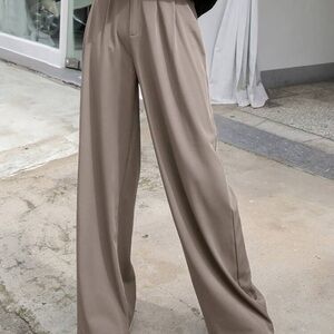 Elegant Tan Wide-Leg Women's Pants